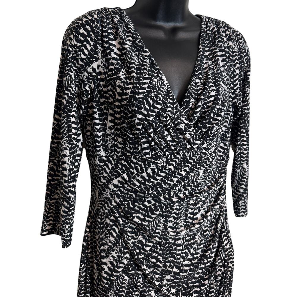 Lauren Ralph Lauren Women Sheath Dress Size 6 Black White 3/4 Sleeve Stretch New - Picture 3 of 12